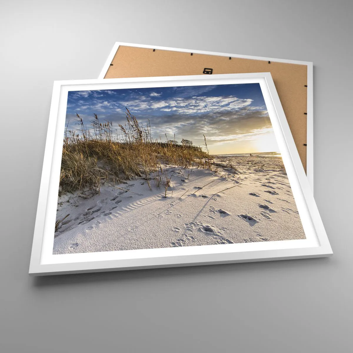 Poster in een witte lijst - Een uitnodiging voor een wandeling - 60x60 cm