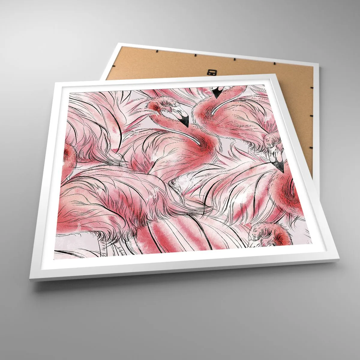 Plakát v bílém rámu - Ptačí corps de ballet - 60x60 cm