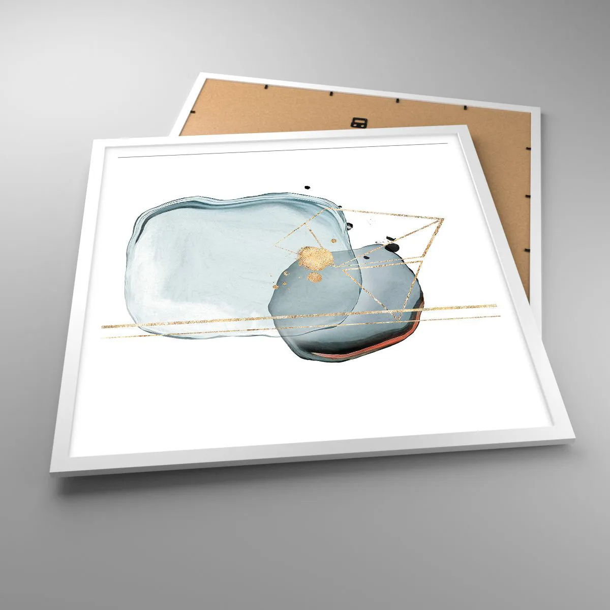 Poster in een witte lijst - Een studie van druppels - 60x60 cm