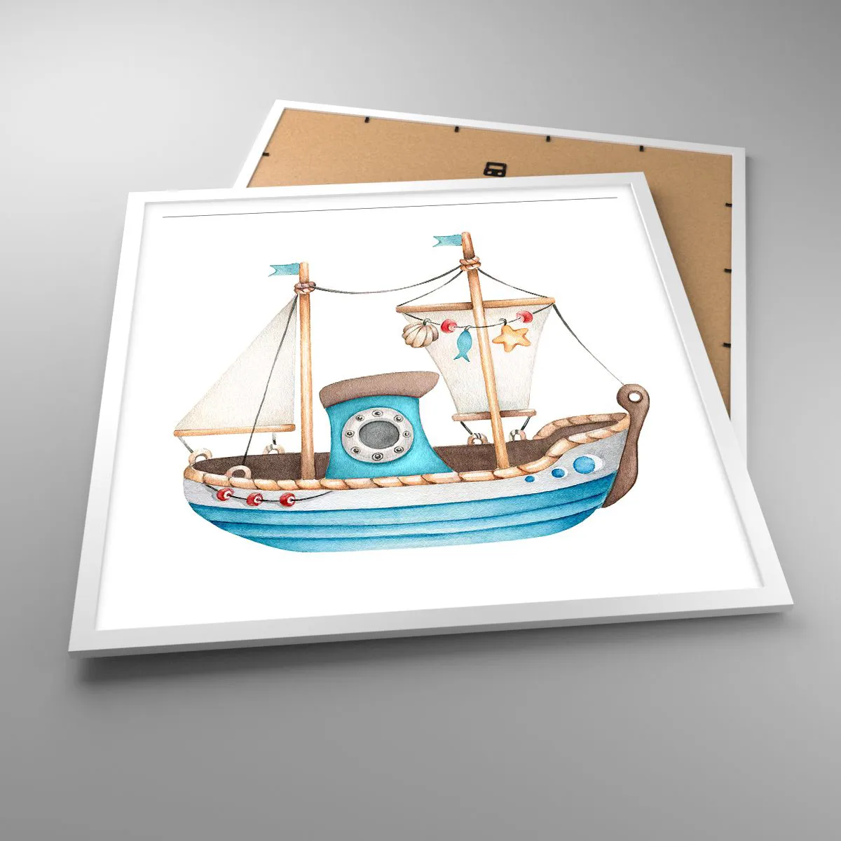 Poszter fekete keretben - Ahoj, kaland! - 60x60 cm