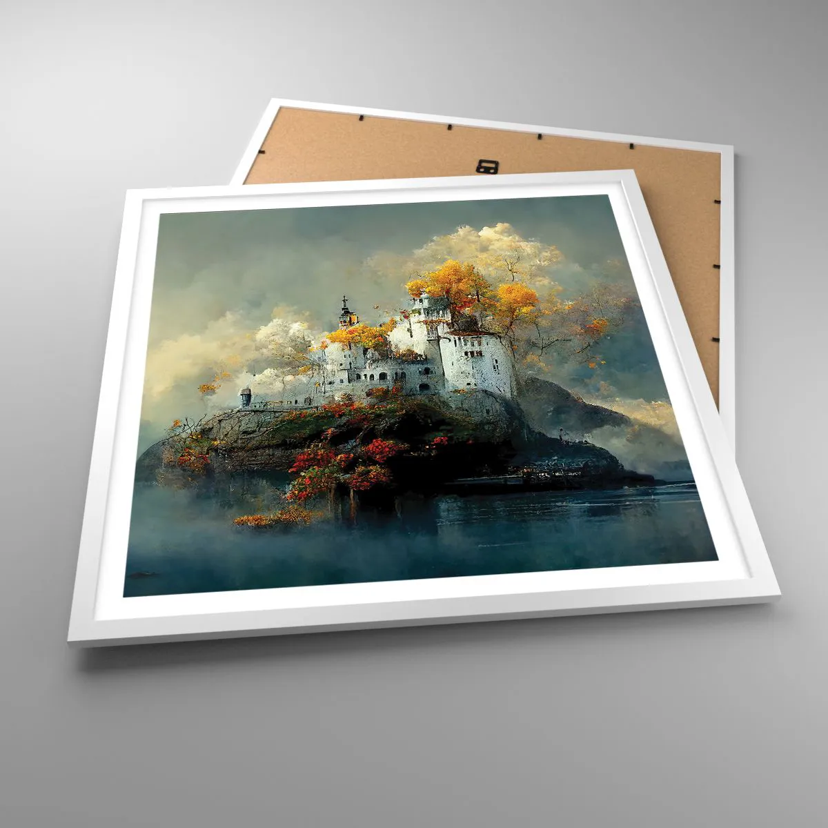 Affisch i vit ram - Början på en romantisk historia - 60x60 cm