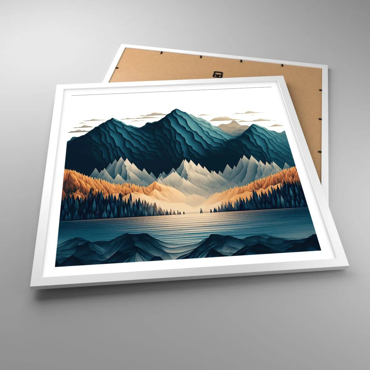 Poster in einem weißen Rahmen - Perfekte Berglandschaft - 60x60 cm