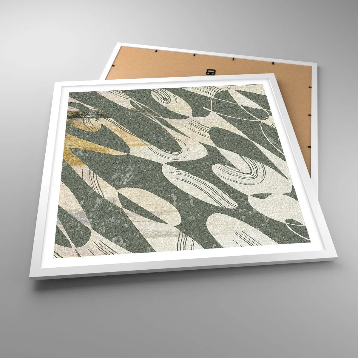 Poster in een witte lijst - Ritmische abstractie - 60x60 cm