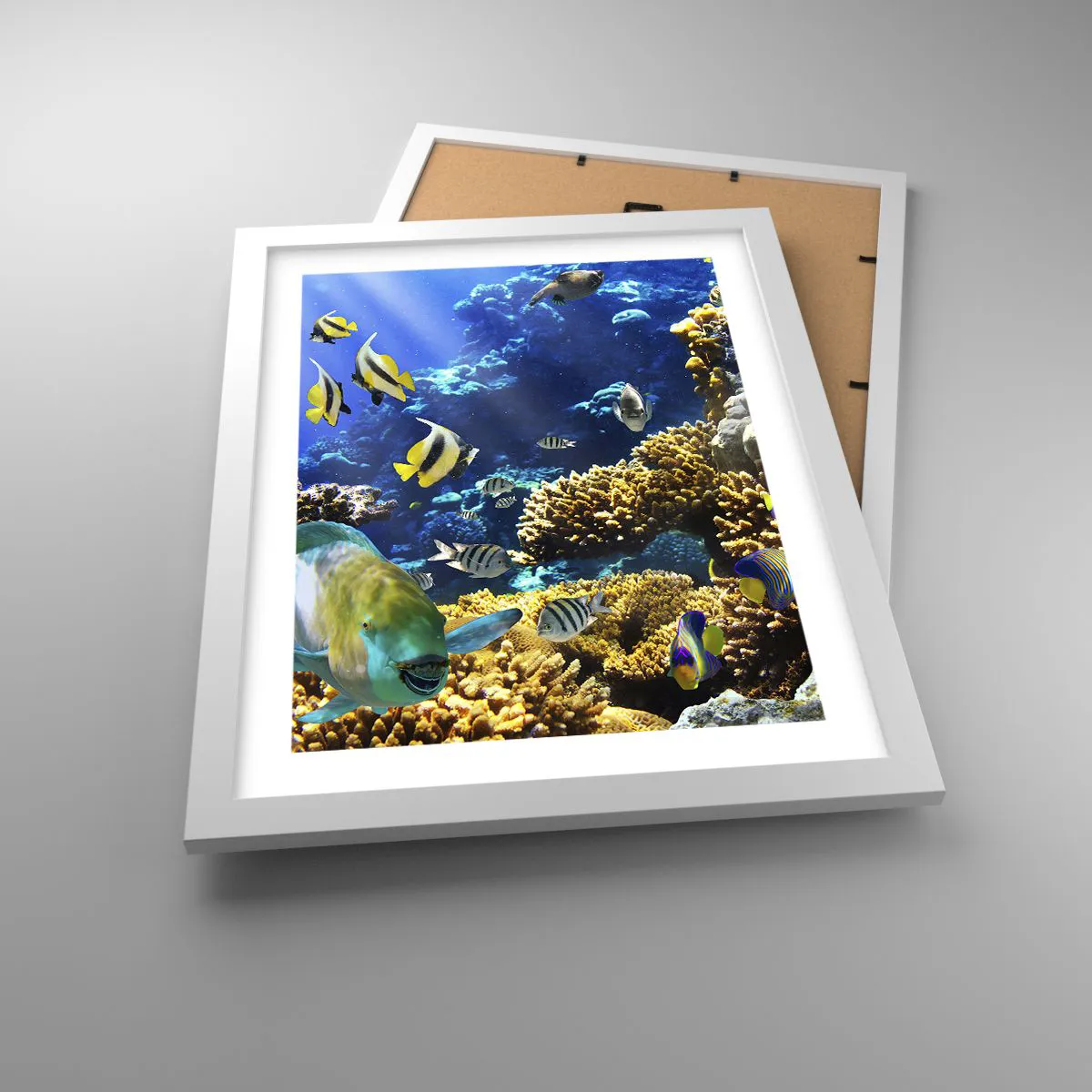 Affiche dans un cadre blanc - Poster - Beaucoup de circulation sur la route des vacances - 30x40 cm