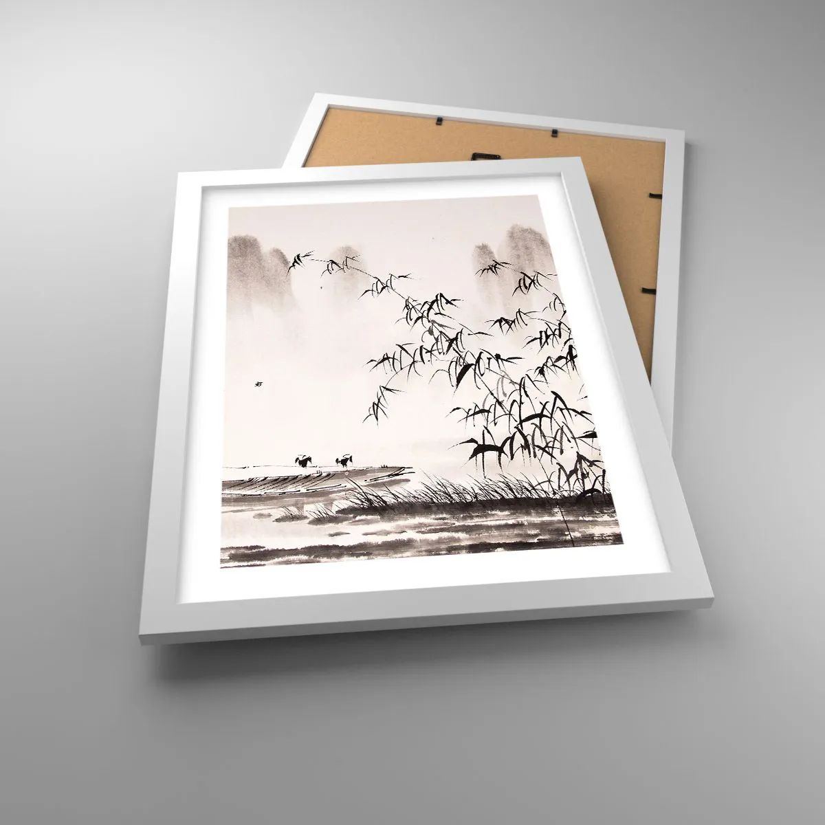 Plakát v bílém rámu - Klid rýžových polí - 30x40 cm