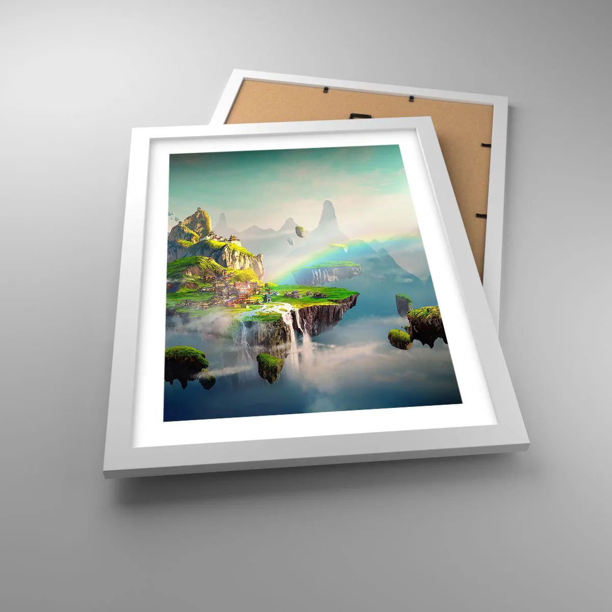Affiche dans un cadre blanc - Poster - Au milieu des cieux - îles du bonheur - 30x40 cm