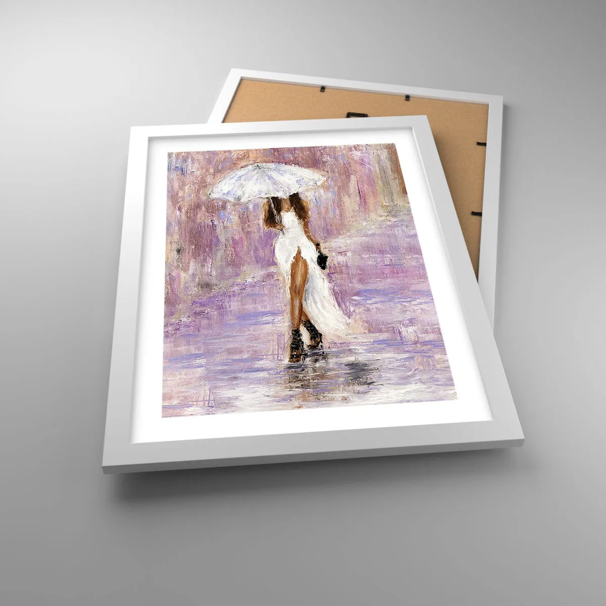 Poster in einem weißen Rahmen - Im lila Regen - 30x40 cm