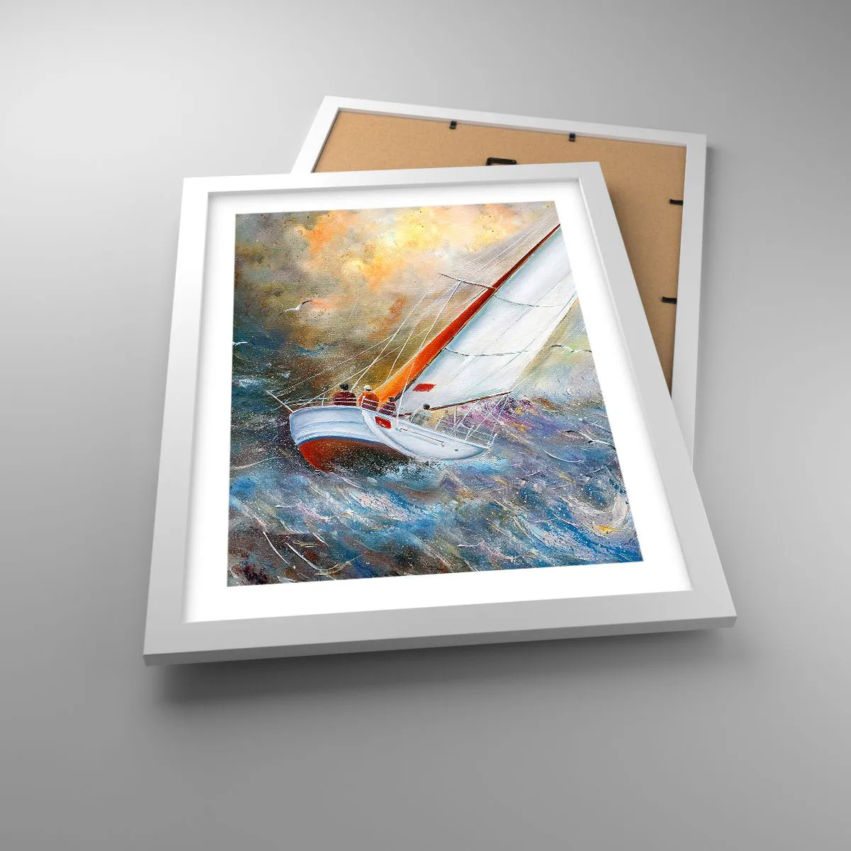 Affiche dans un cadre blanc - Poster - Concourir sur les vagues - 30x40 cm