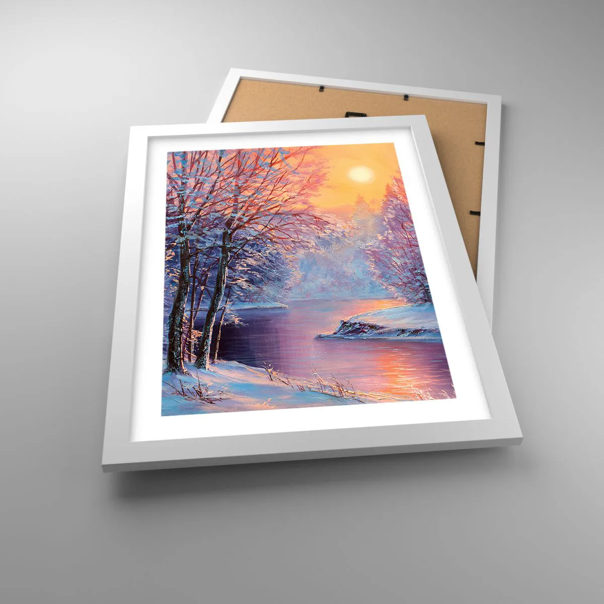 Poster in einem weißen Rahmen - Die Farben des Winters - 30x40 cm