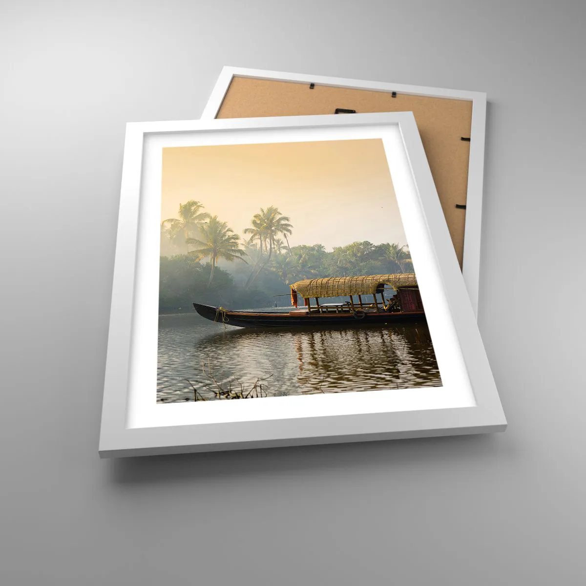 Plakát v bílém rámu - Dům na řece - 30x40 cm