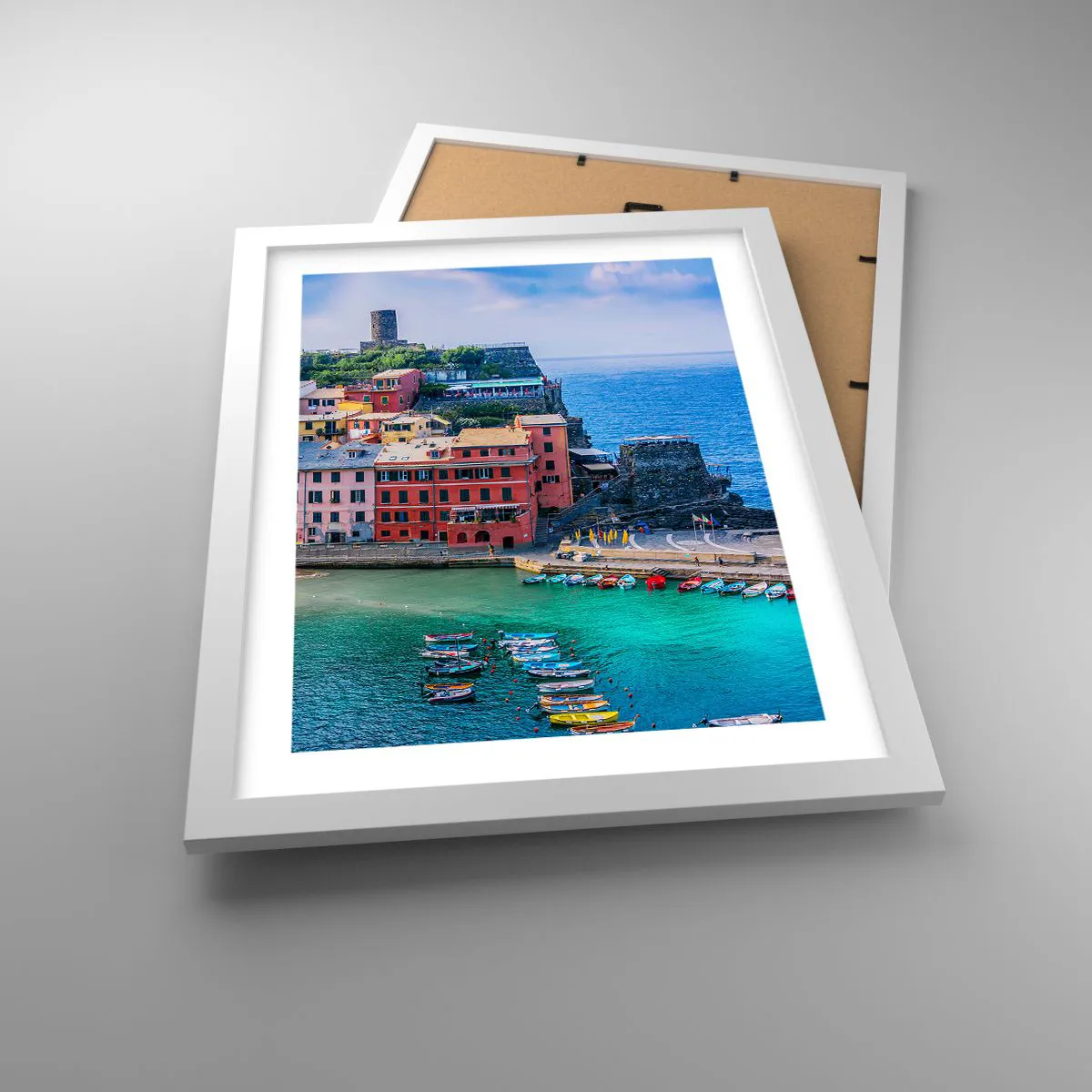 Poster in cornice bianca - Magica cittadina mediterranea - 30x40 cm