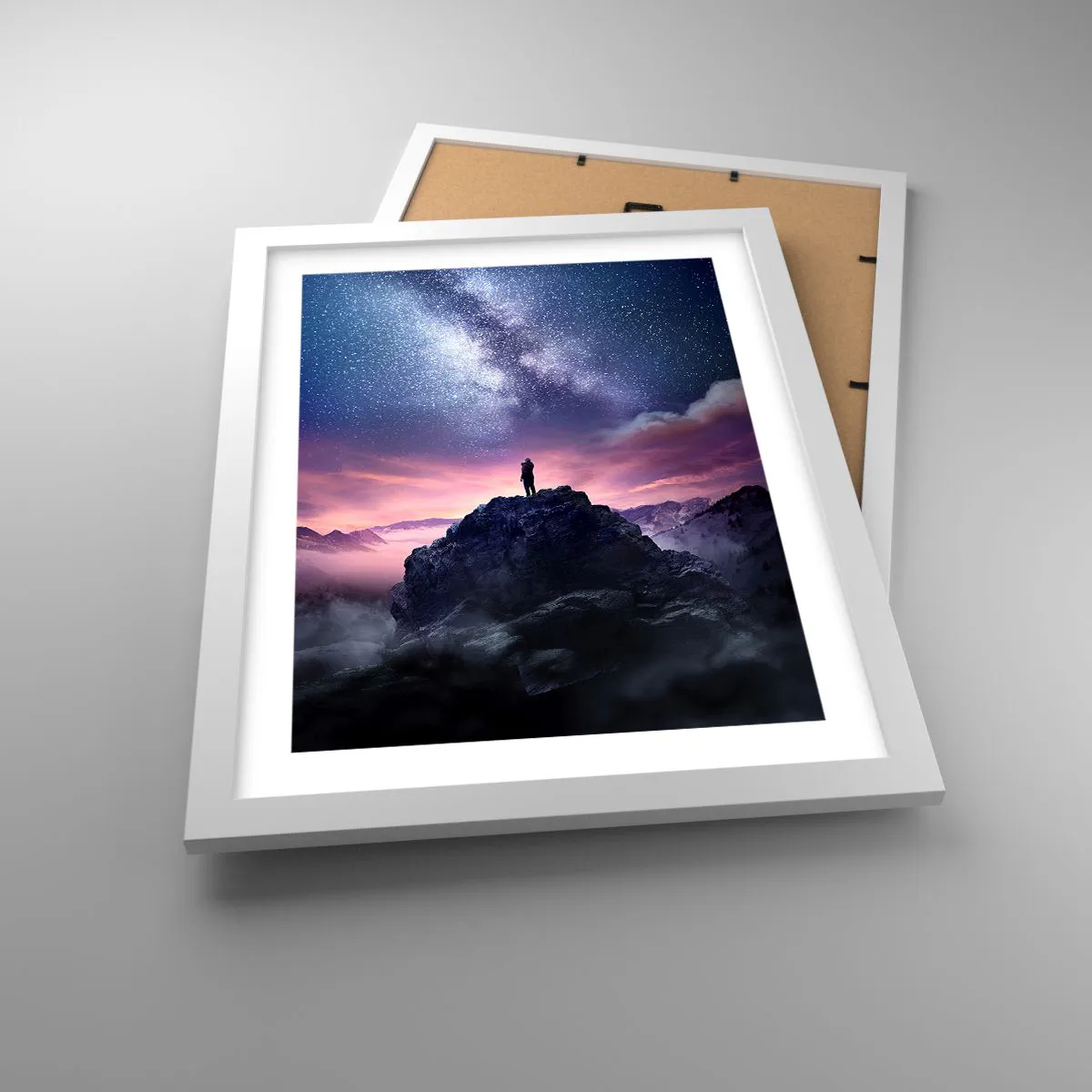 Poster in einem weißen Rahmen - Und er fühlte das Leben - 30x40 cm