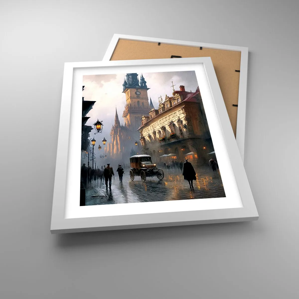 Poster in einem weißen Rahmen - Charme eines Prager Abends - 30x40 cm