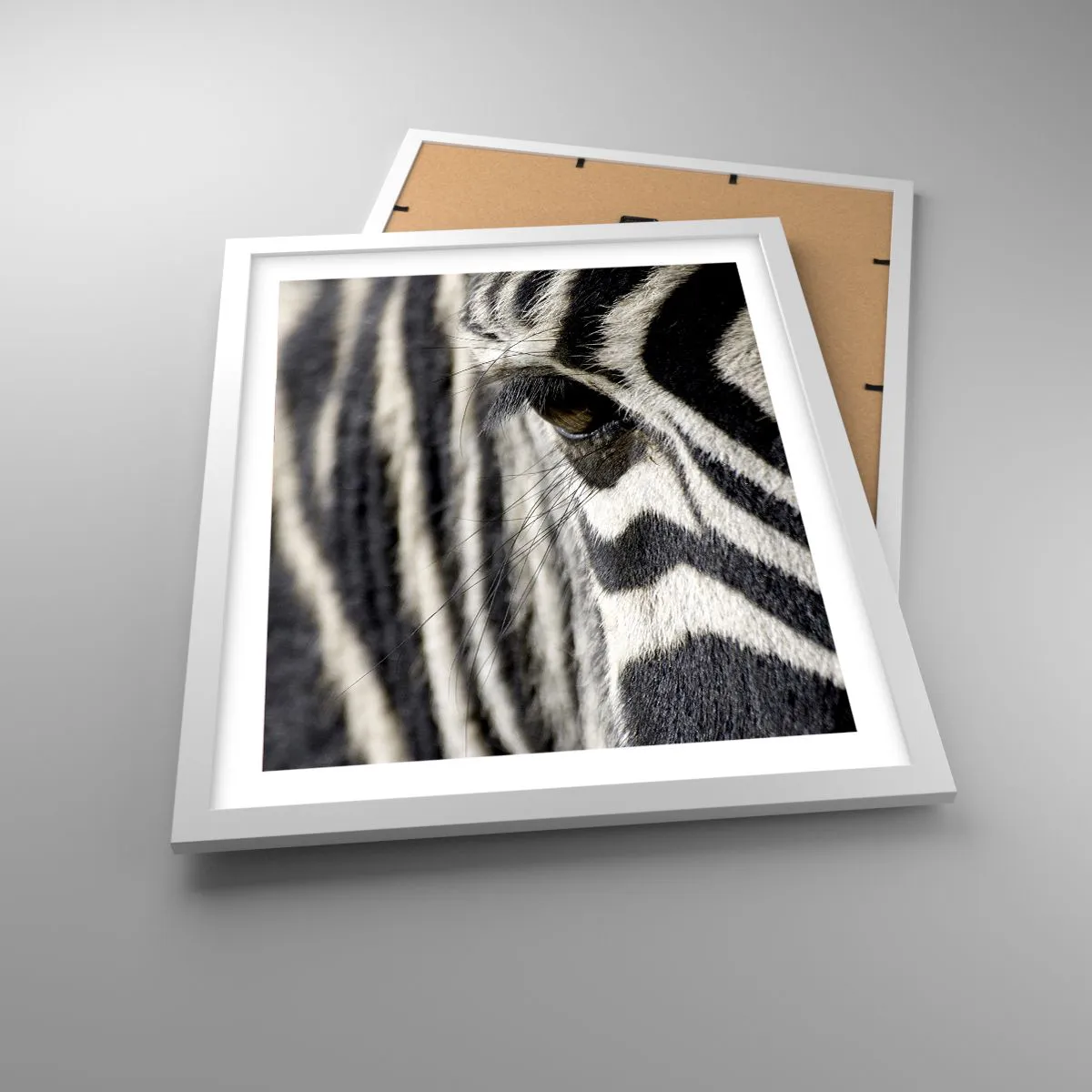 Affiche dans un cadre blanc - Poster - Portrait en rayure - 40x50 cm
