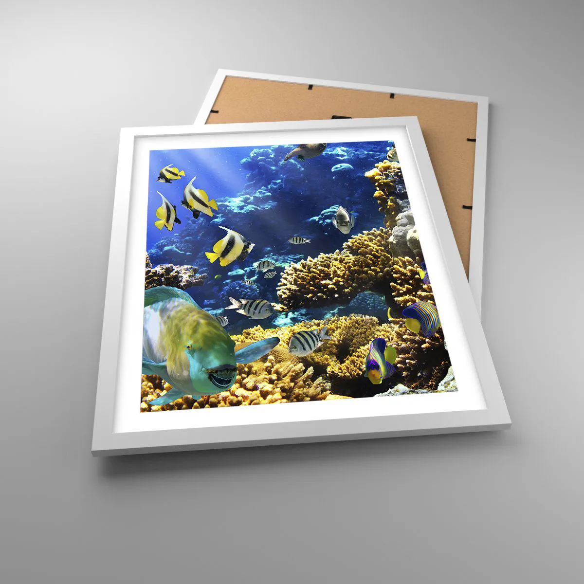 Affiche dans un cadre blanc - Poster - Beaucoup de circulation sur la route des vacances - 40x50 cm