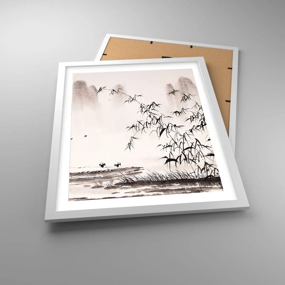 Plakat i hvid ramme - Stilhed i rismarkerne - 40x50 cm