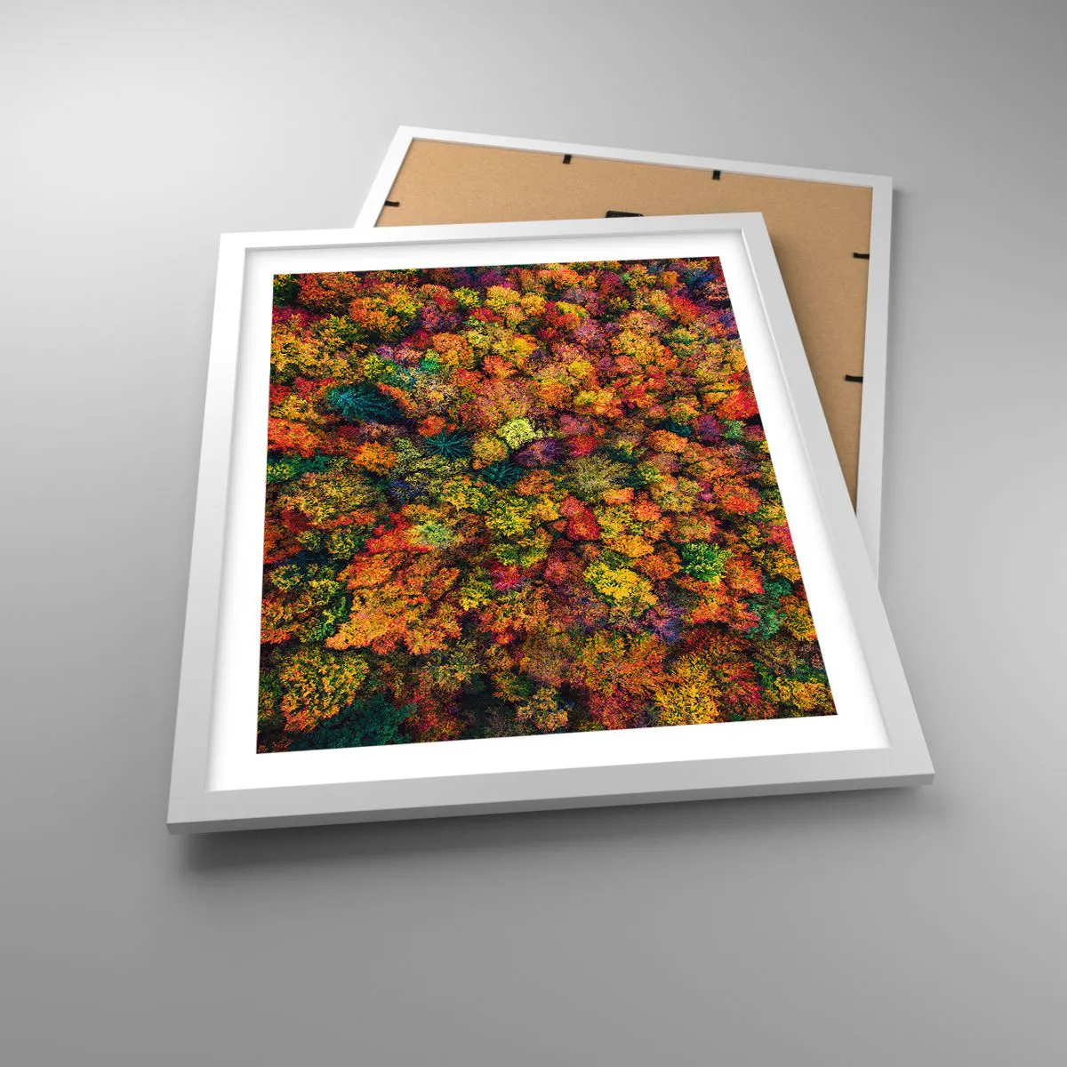 Poster in einem weißen Rahmen - Blumenstrauß aus Herbstbäumen - 40x50 cm