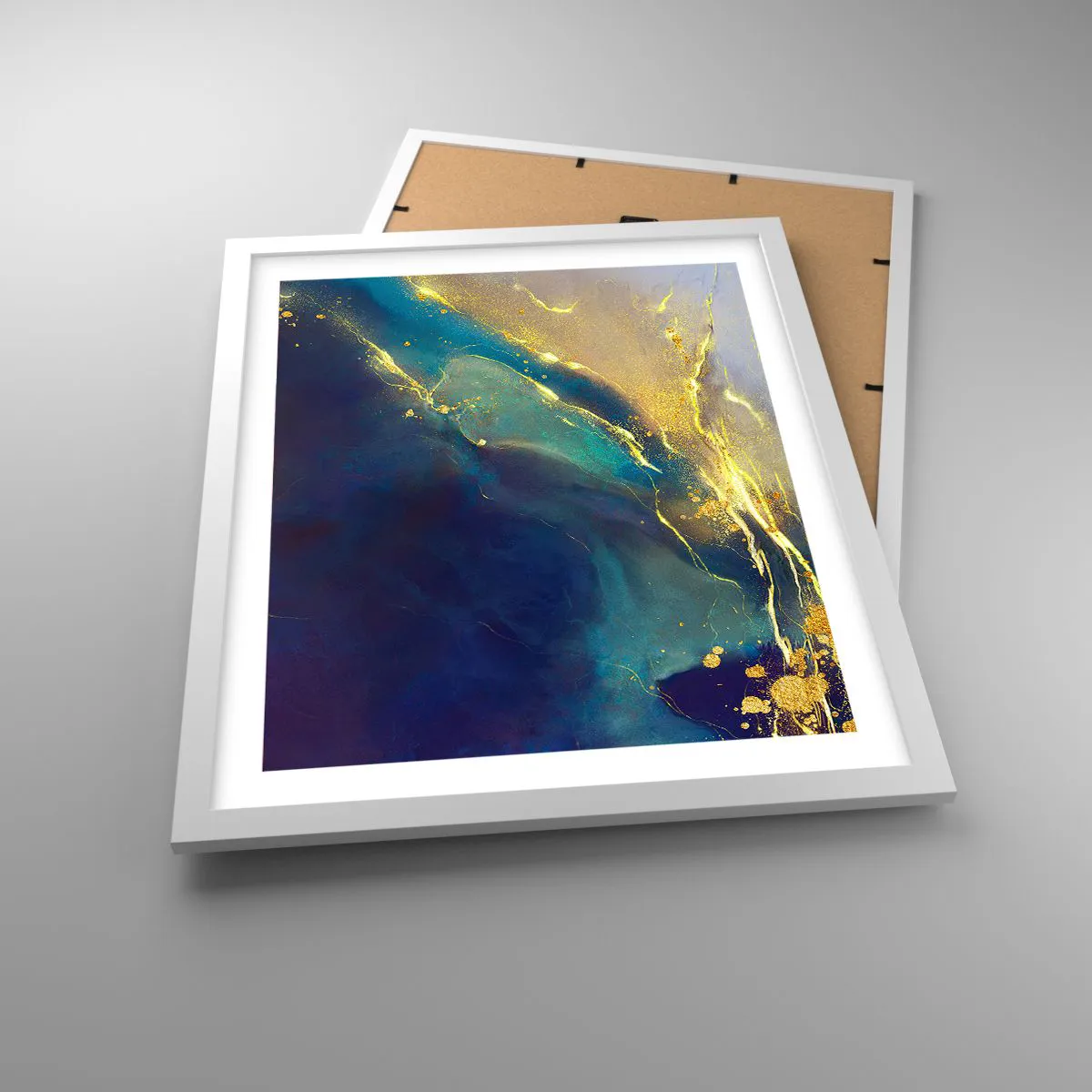 Poster in einem weißen Rahmen - Der goldene Teich - 40x50 cm