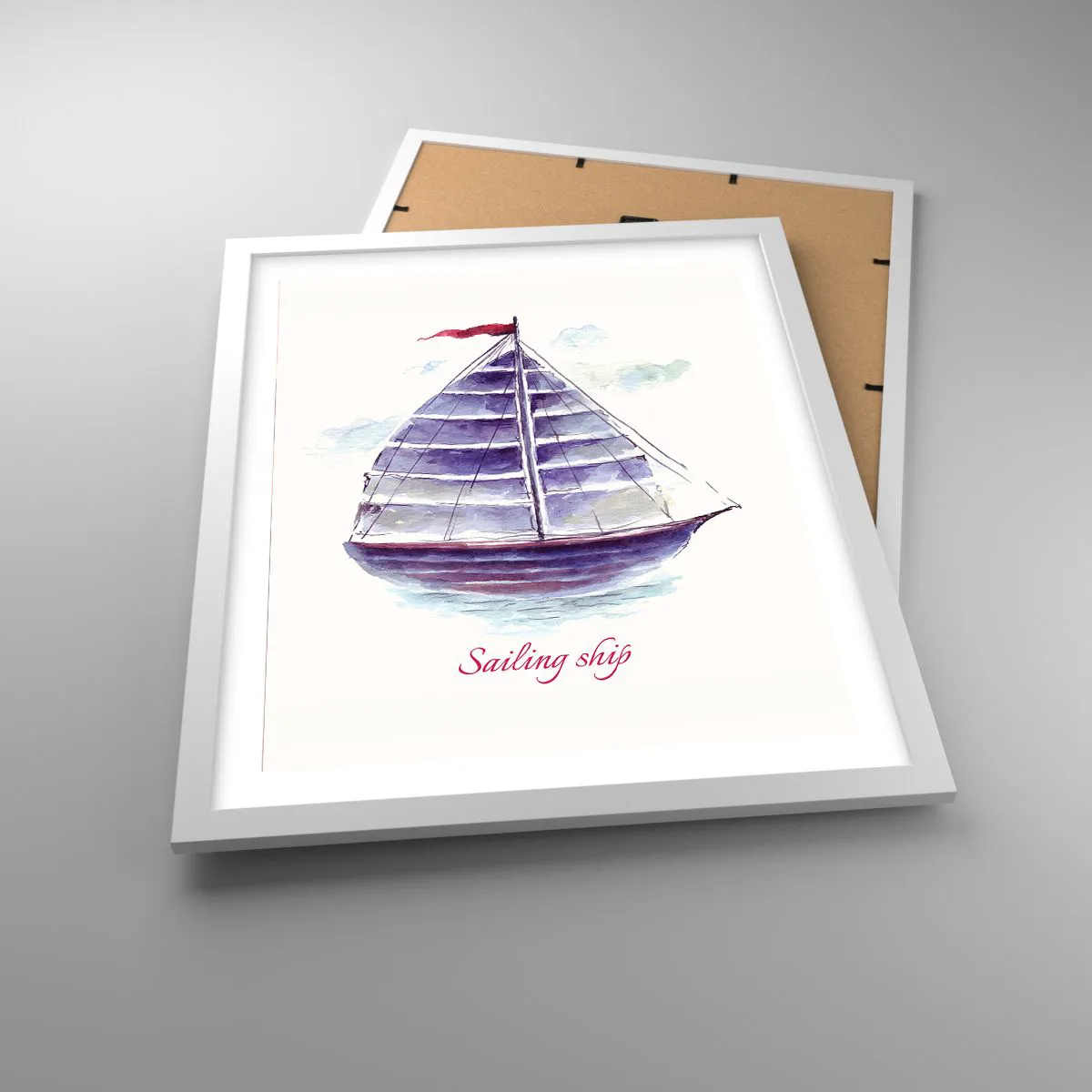 Poster in cornice bianca - Gonfie vele e mare calmo - 40x50 cm