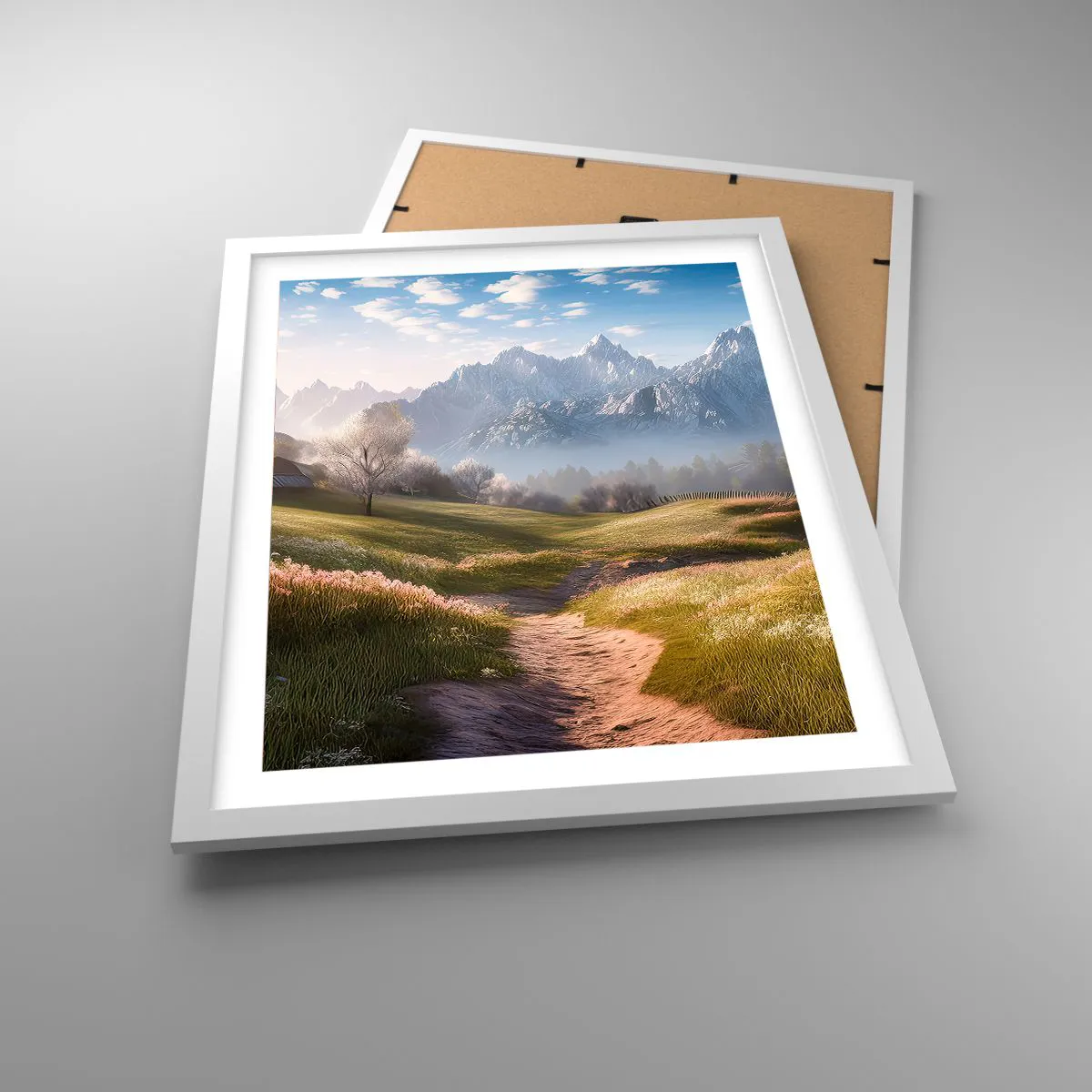 Affiche dans un cadre blanc - Poster - Vallée idyllique - 40x50 cm