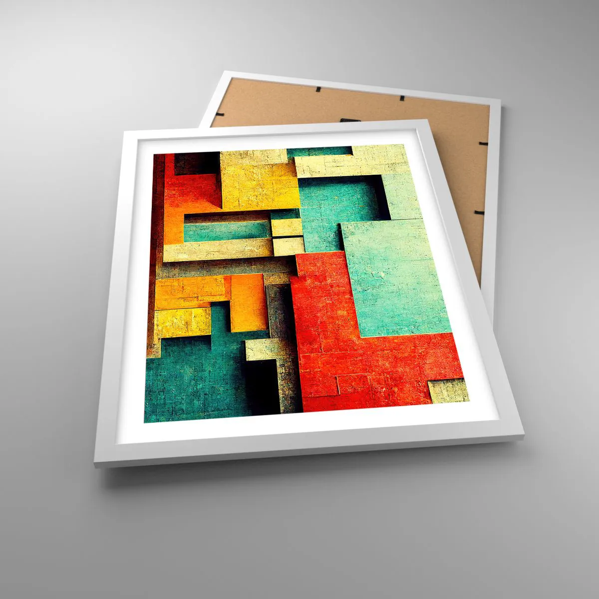 Plakat w białej ramie - Festiwal kątów prostych - 40x50 cm