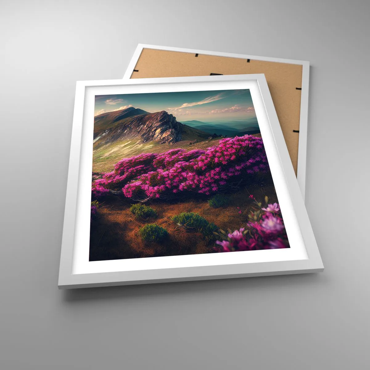 Affiche dans un cadre blanc - Poster - L'été à la montagne - 40x50 cm