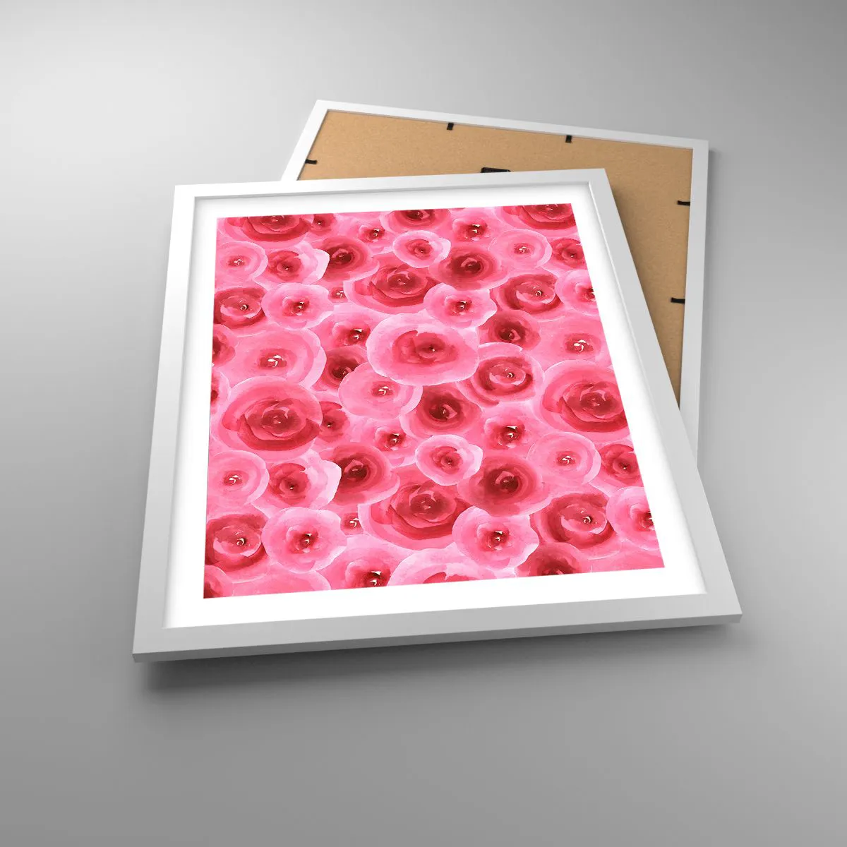 Poster in cornice bianca - Rose in alto e in basso - 40x50 cm
