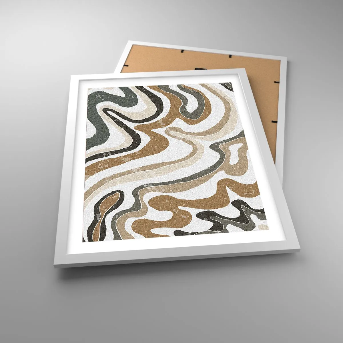 Poster în ramă albă - Meandrele culorilor pământului - 40x50 cm