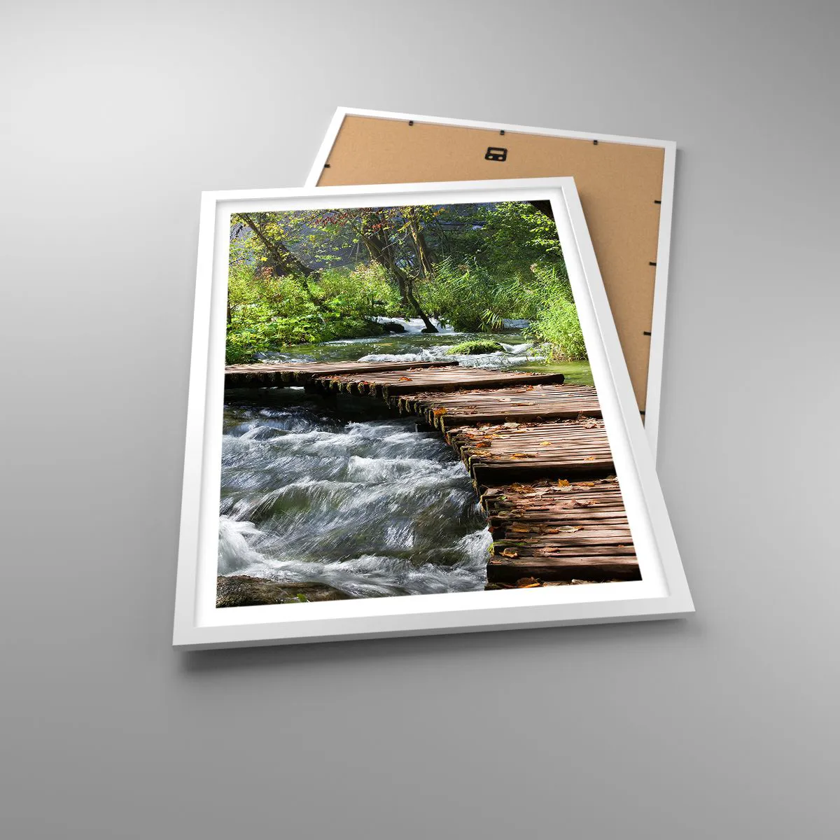 Affiche dans un cadre blanc - Poster - Au-dessus de la cascade mousseuse - 50x70 cm