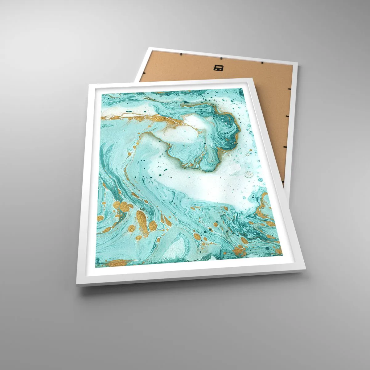 Plagát v bielom ráme - Pod veľkou vlnou z epochy Edo - 50x70 cm