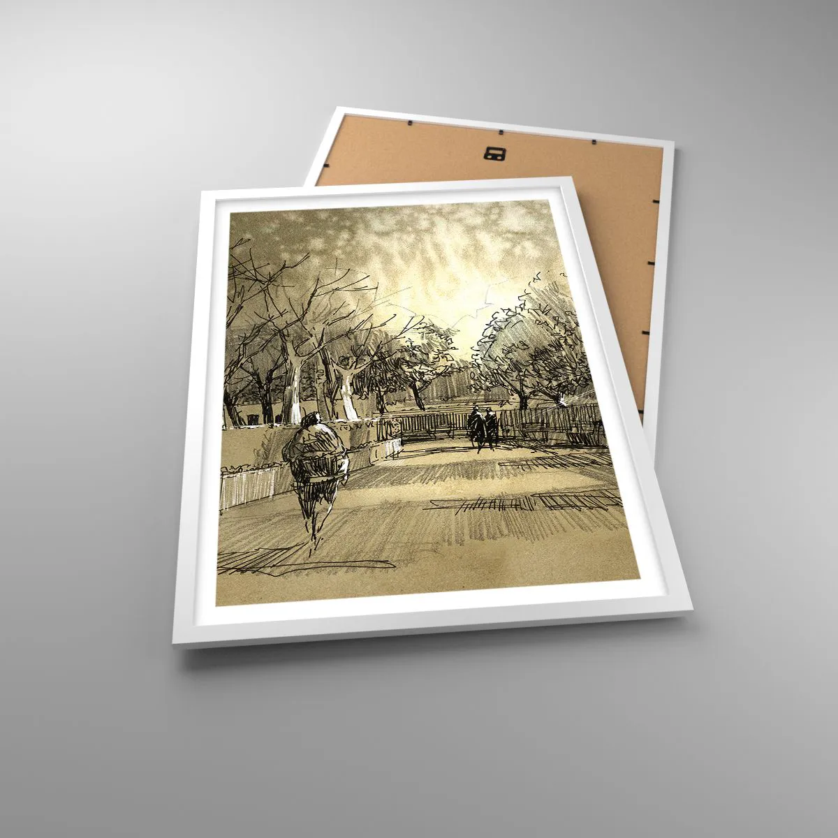 Affiche dans un cadre blanc - Poster - Un moment arrêté avec une plume - 50x70 cm