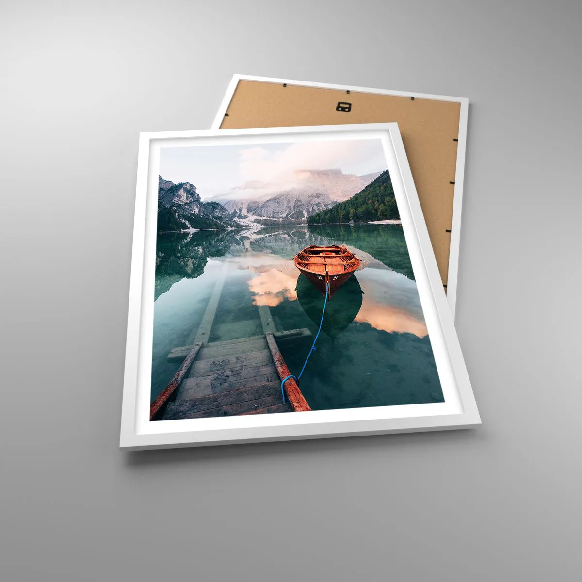 Poster in cornice bianca - Il sogno tranquillo dei monti - 50x70 cm