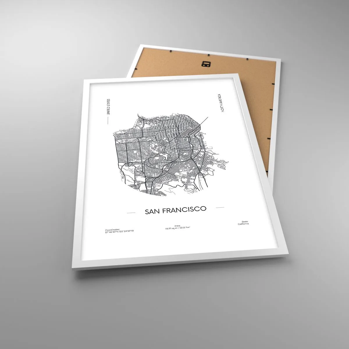 Poster in einem weißen Rahmen - Anatomie von San Francisco - 50x70 cm