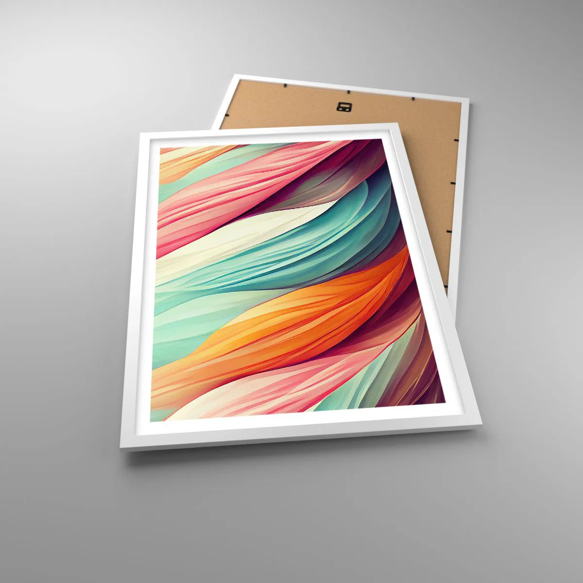 Poster in cornice bianca - Intreccio arcobaleno - 50x70 cm