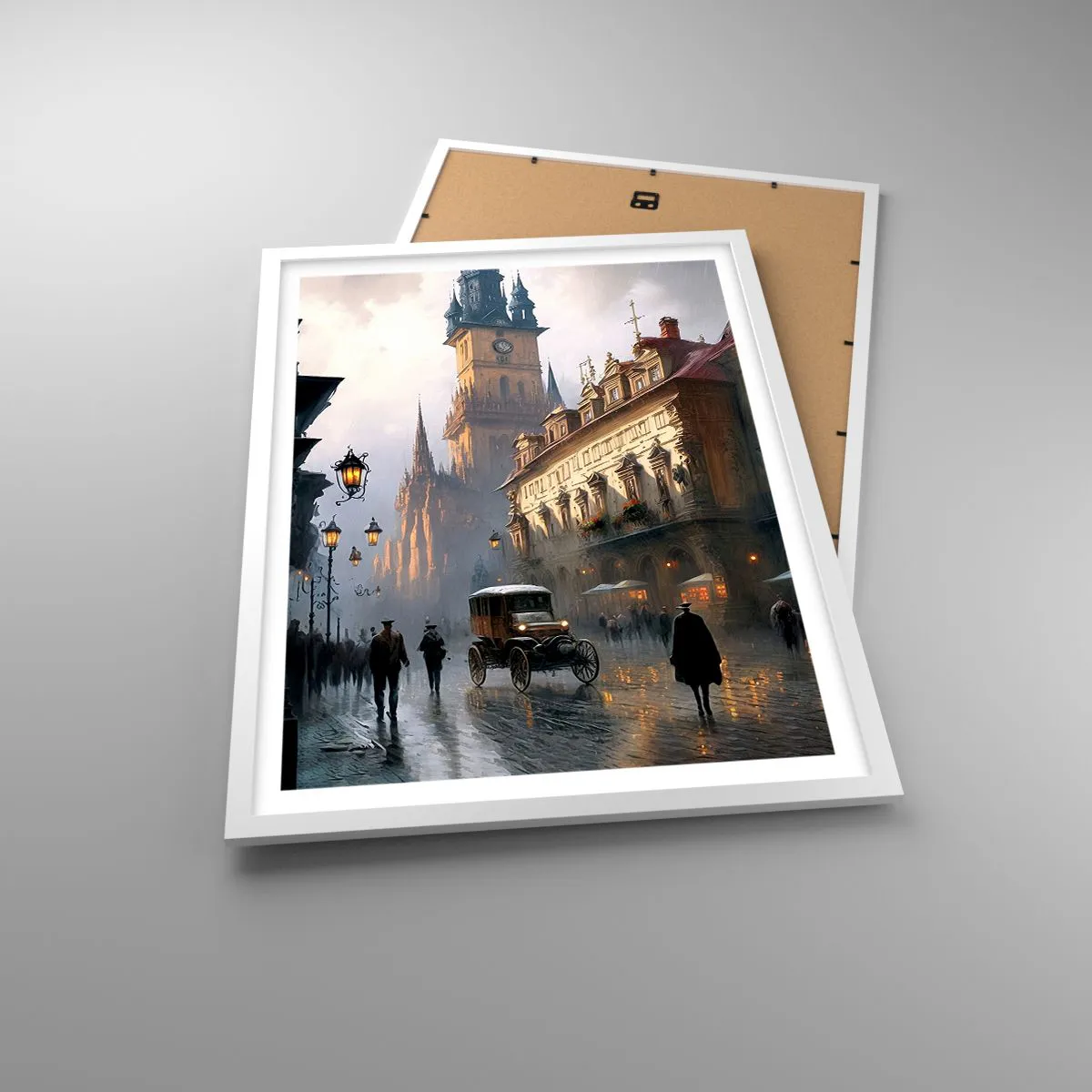 Poster in white frmae - Charm of Evening in Prague - 50x70 cm