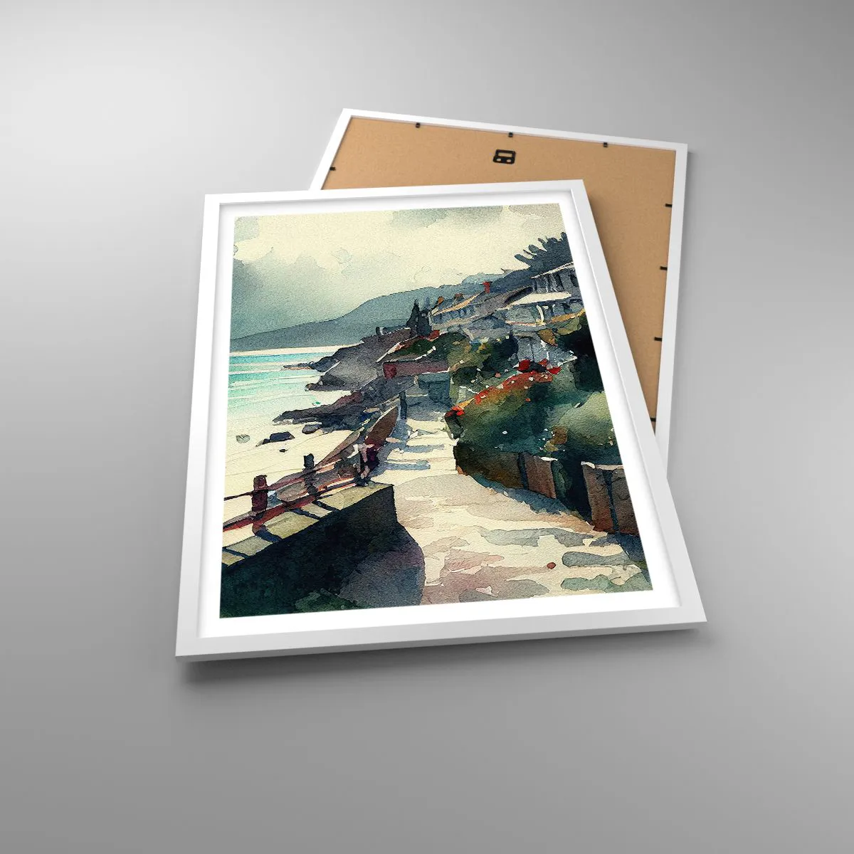 Poster in cornice bianca - Cittadina mediterranea - 50x70 cm