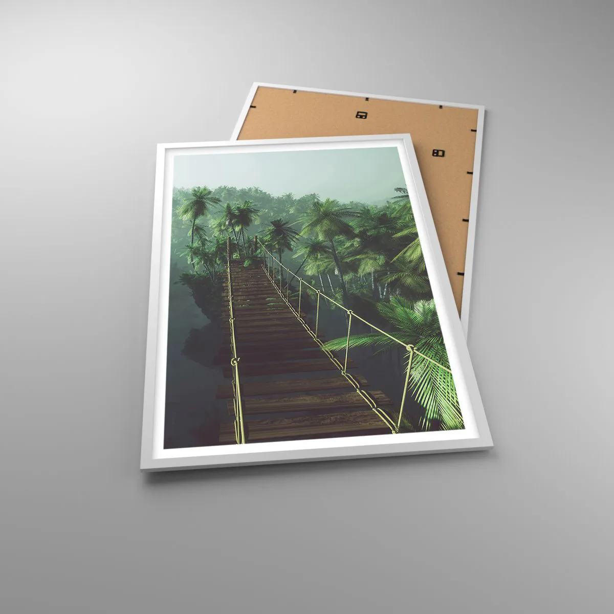 Plakát v bílém rámu - U vodopádu zeleně - 61x91 cm
