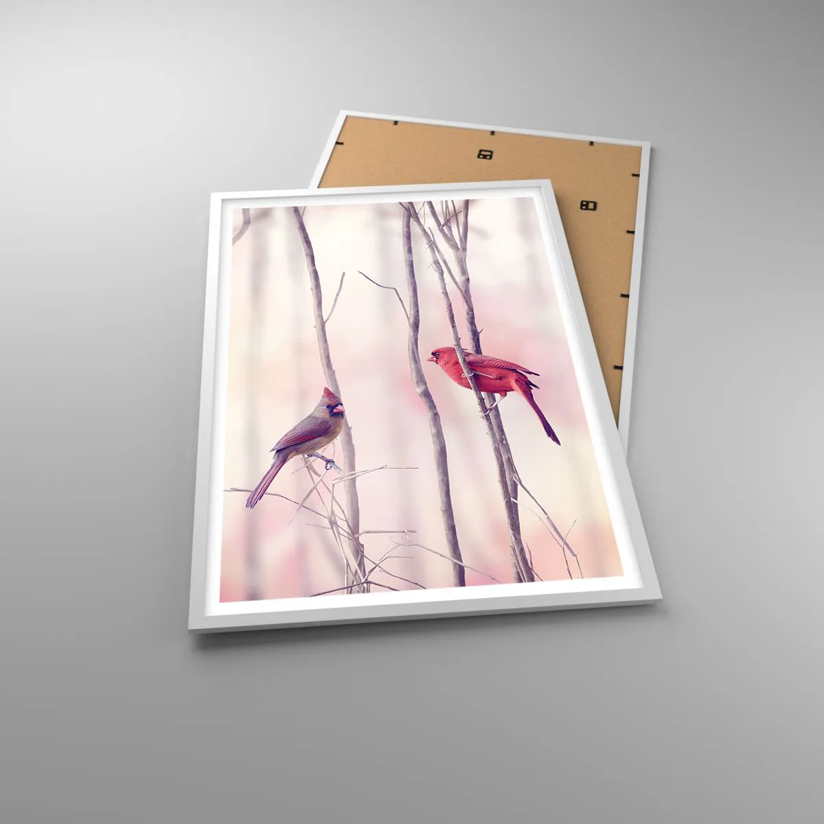Affiche dans un cadre blanc - Poster - Conte de la forêt rose - 61x91 cm