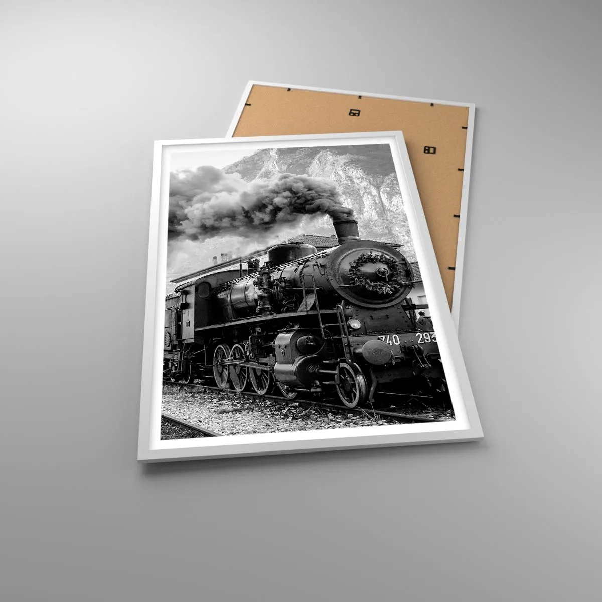 Poszter fekete keretben - Indulását a mozdony várja… - 61x91 cm