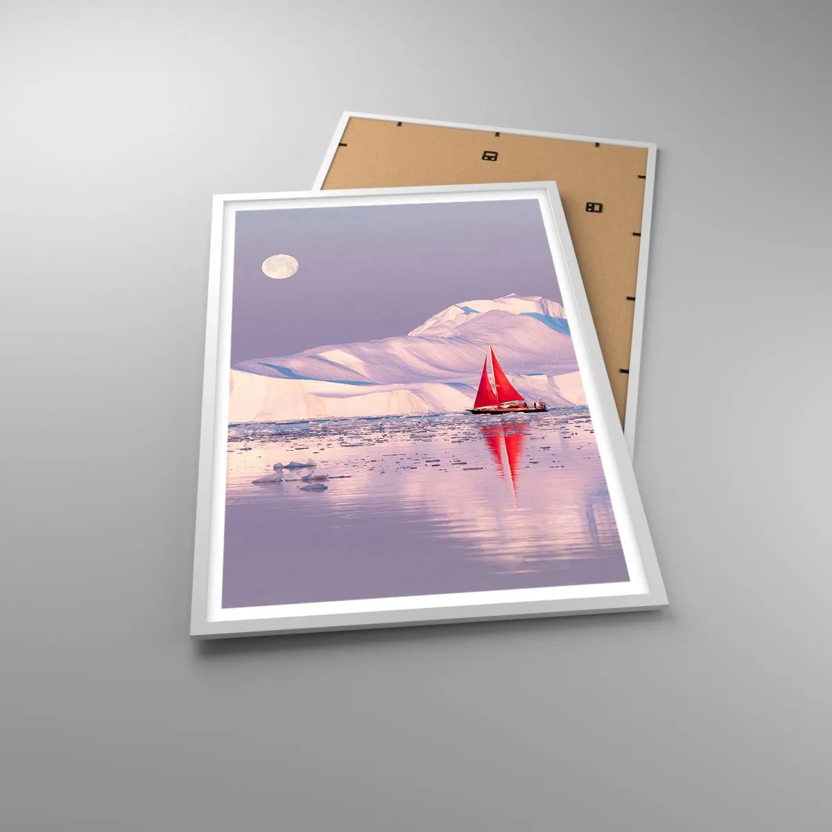 Plakat w białej ramie - Żar żagla, chłód lodu - 61x91 cm
