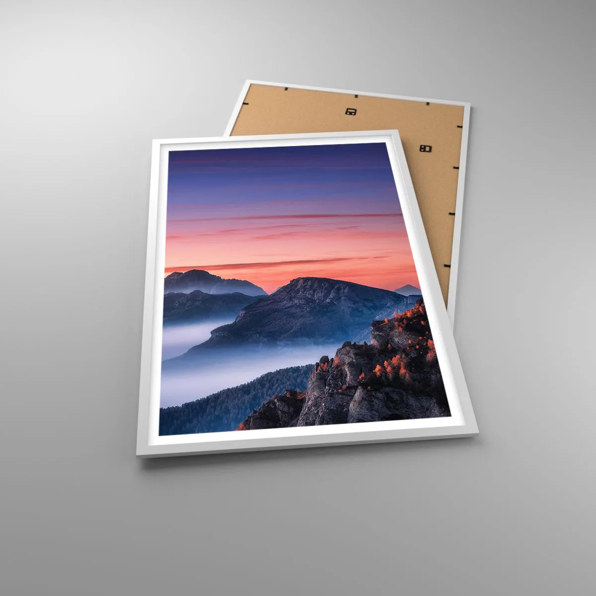 Poster in een witte lijst - Over de valleien - 61x91 cm