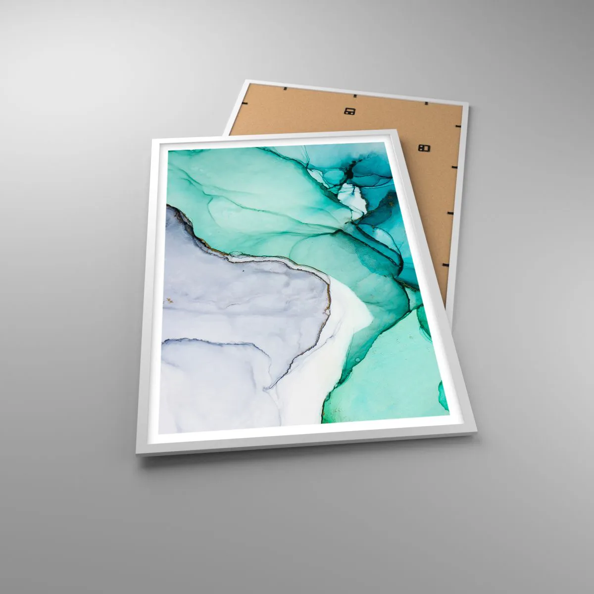Affiche dans un cadre blanc - Poster - Étude de turquoise - 61x91 cm