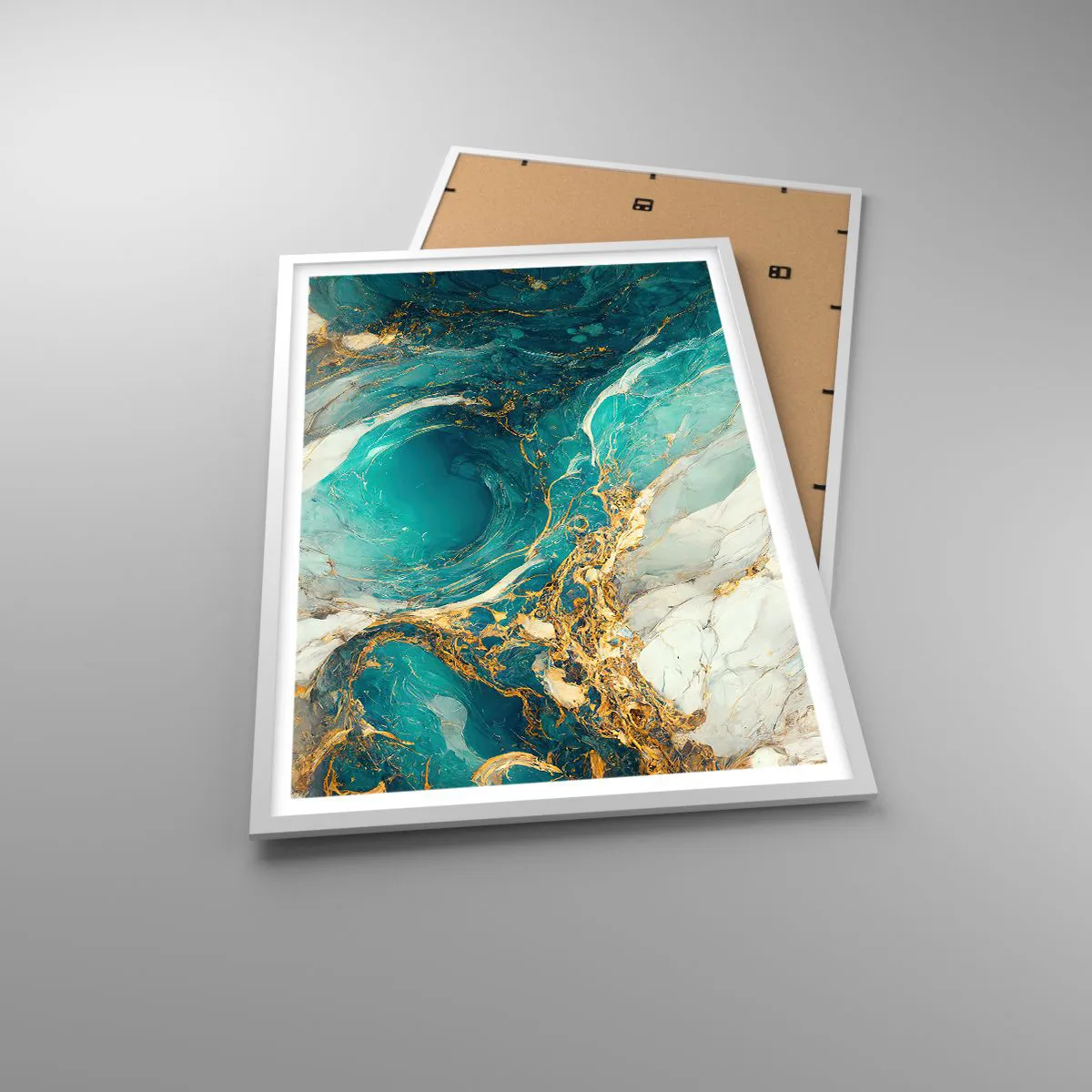 Poster in een witte lijst - Compositie met goudaders - 61x91 cm