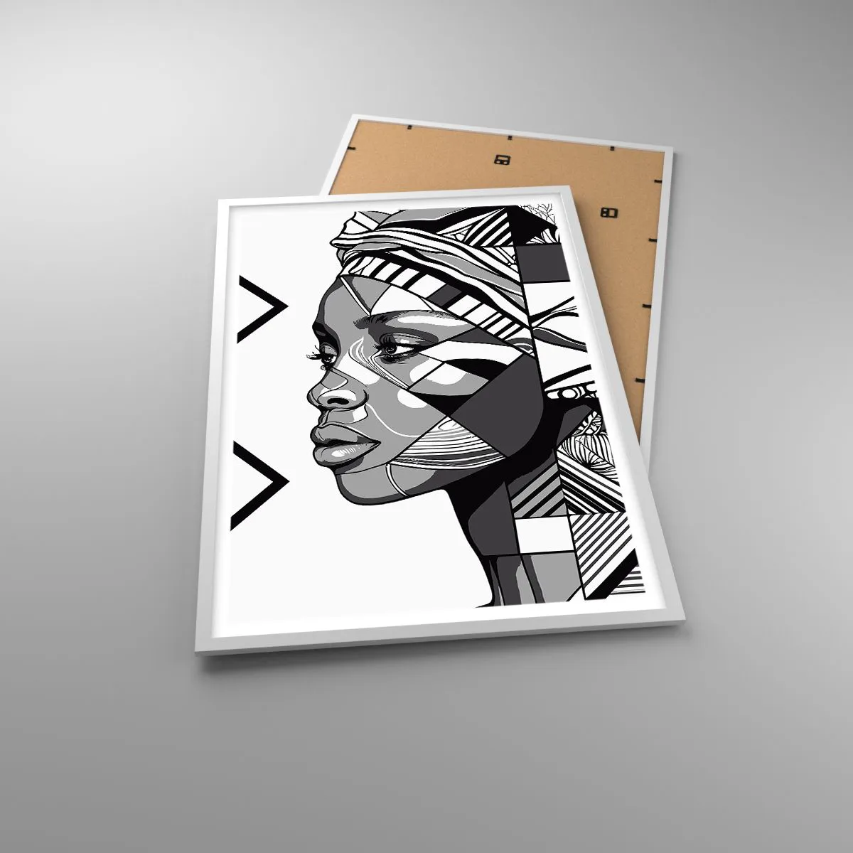 Pôster em moldura branca - Retrato étnico - 61x91 cm