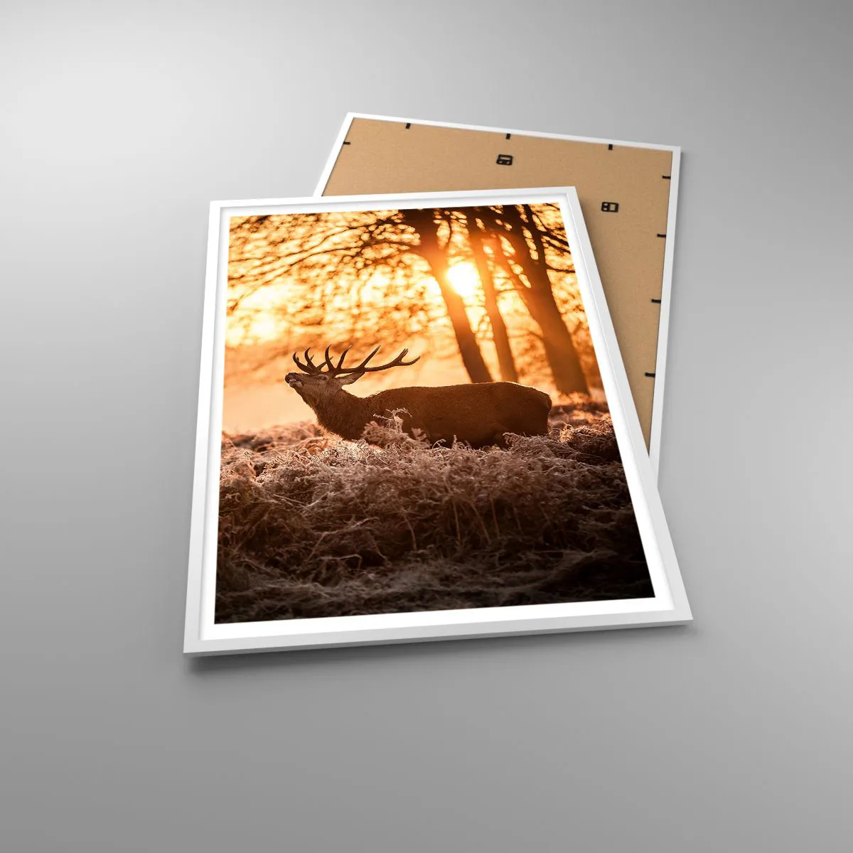Poster în ramă albă - Visul unui vânător - 70x100 cm