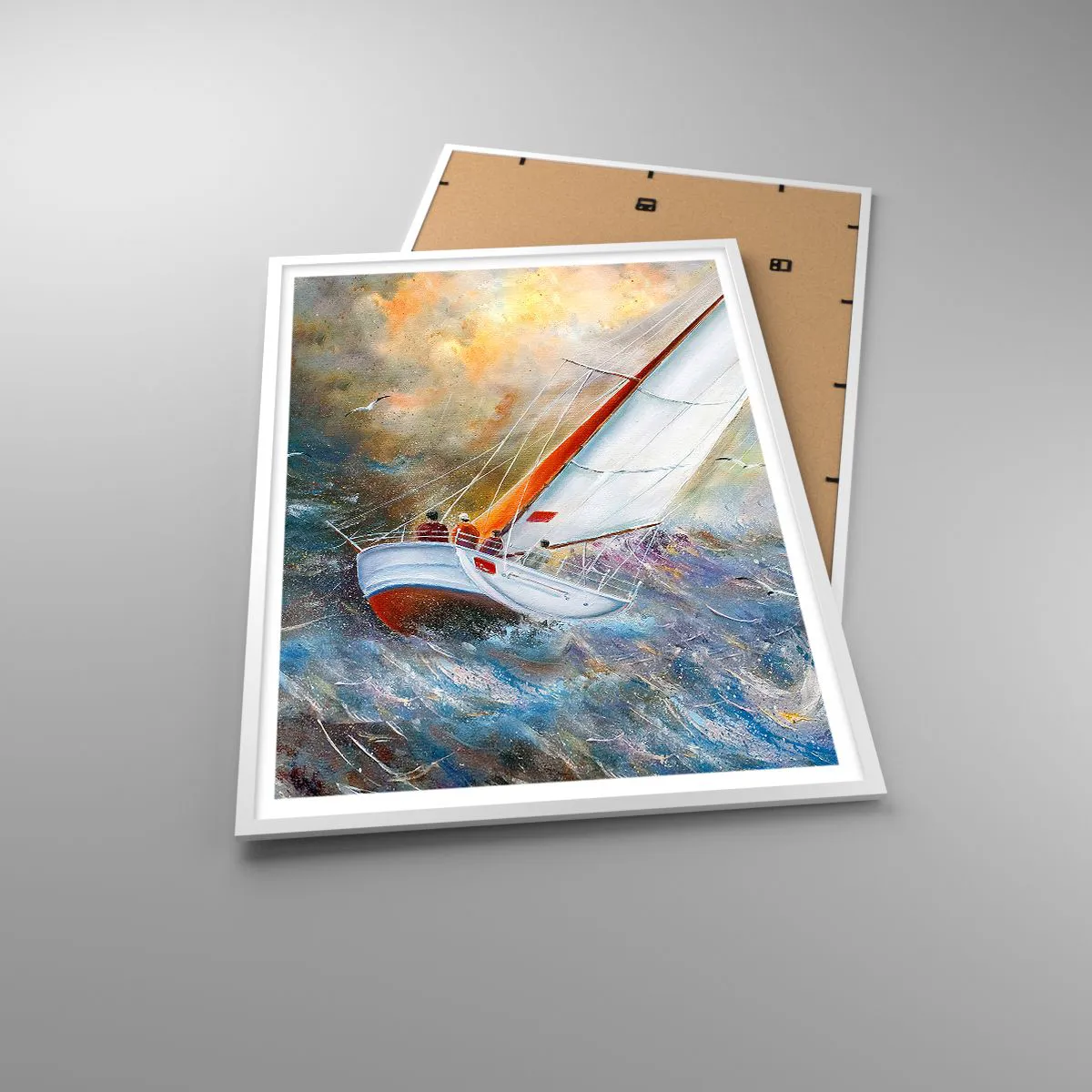 Affiche dans un cadre blanc - Poster - Concourir sur les vagues - 70x100 cm