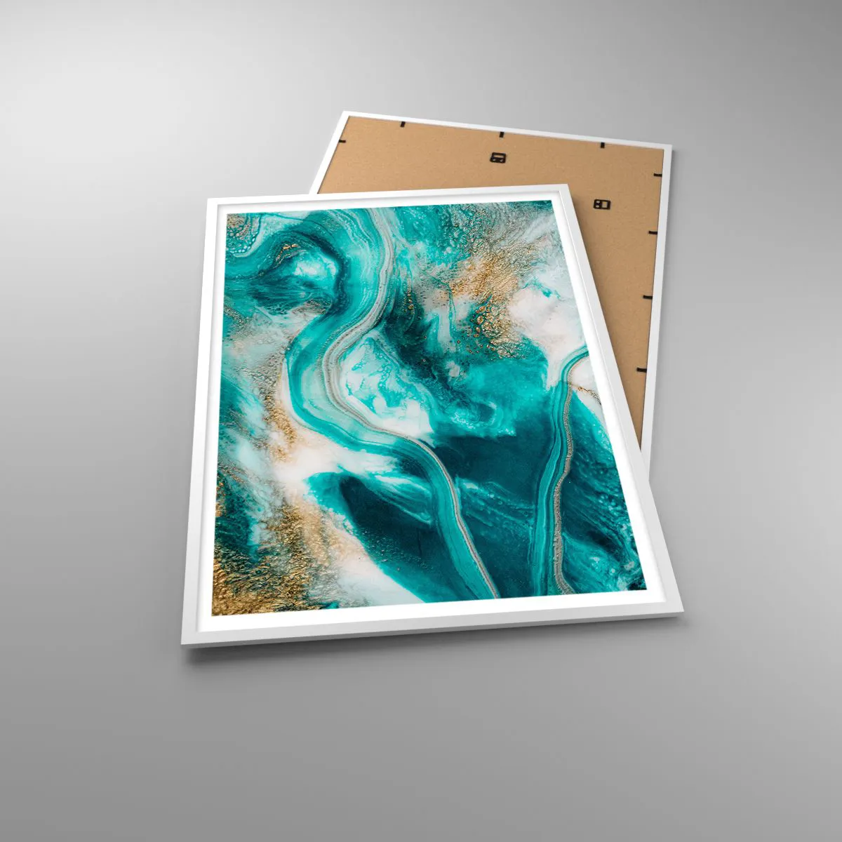 Poster in einem weißen Rahmen - Der Fluss aus Gold - 70x100 cm