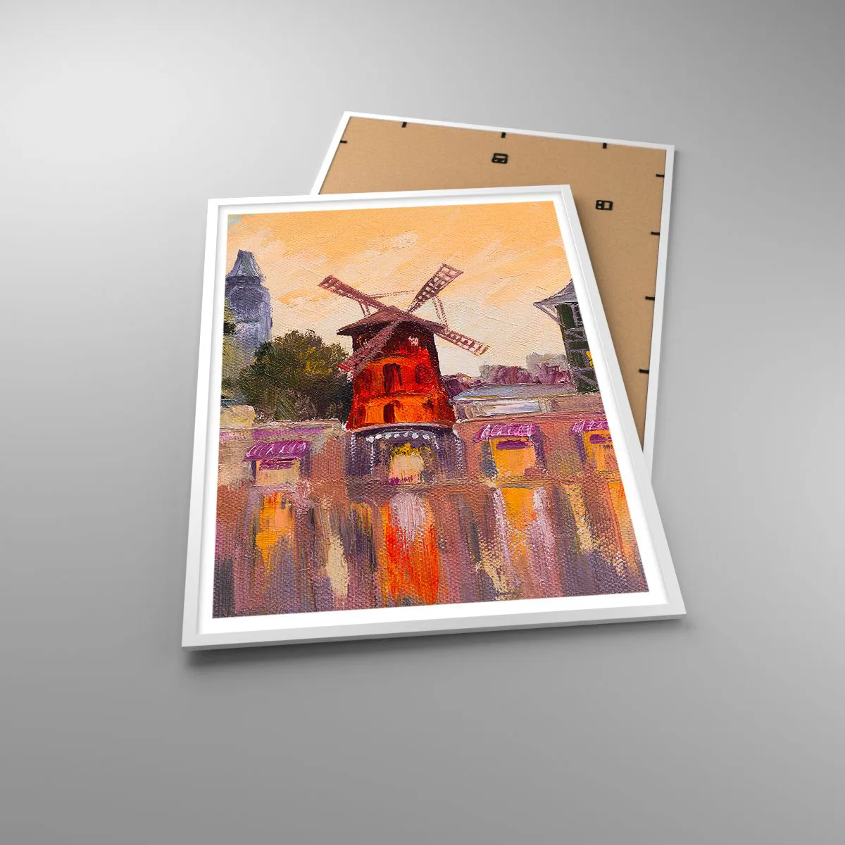 Affiche dans un cadre blanc - Poster - Icones parisiennes – le Moulin rouge - 70x100 cm