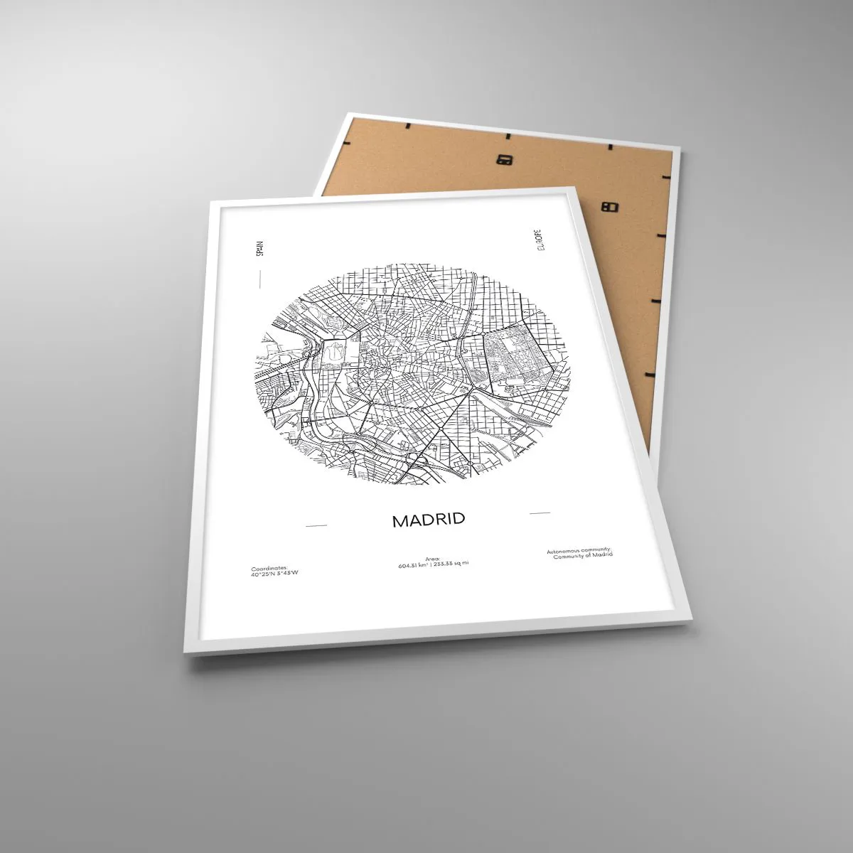 Poster in einem weißen Rahmen - Anatomie von Madrid - 70x100 cm