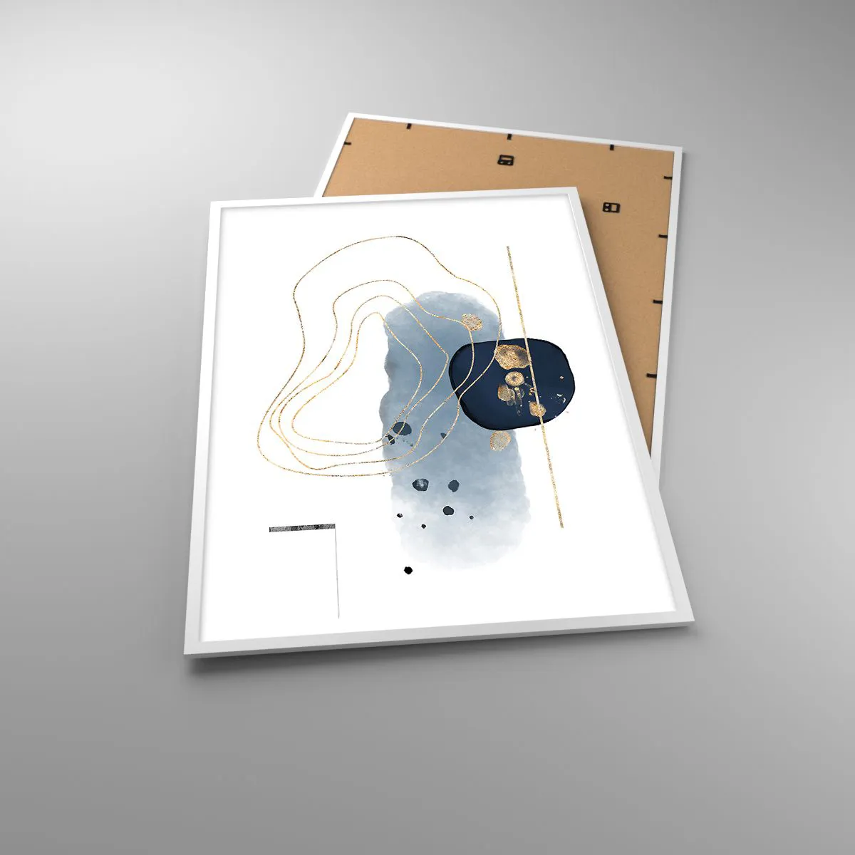 Plakát v bílém rámu - Modro-zlatá fantazie - 70x100 cm